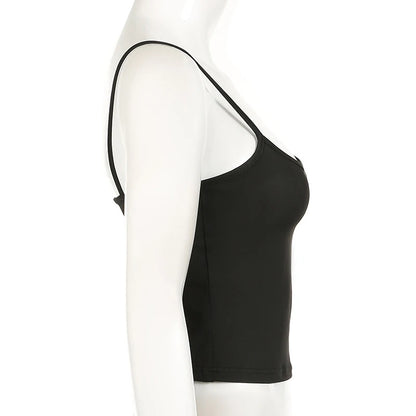 Women's Slim Fit Black Spaghetti Strap Cami Top
