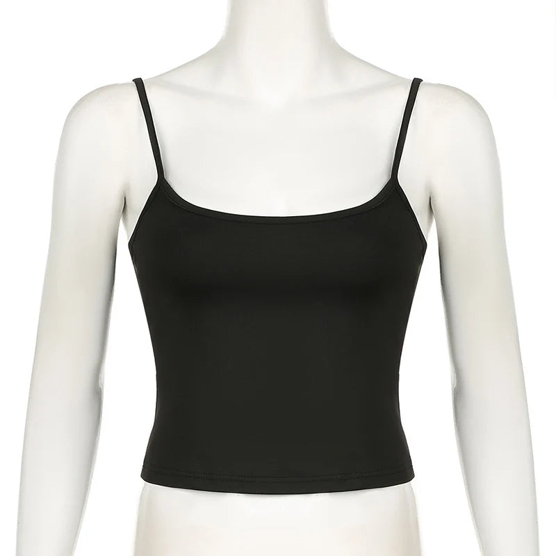 Women's Slim Fit Black Spaghetti Strap Cami Top