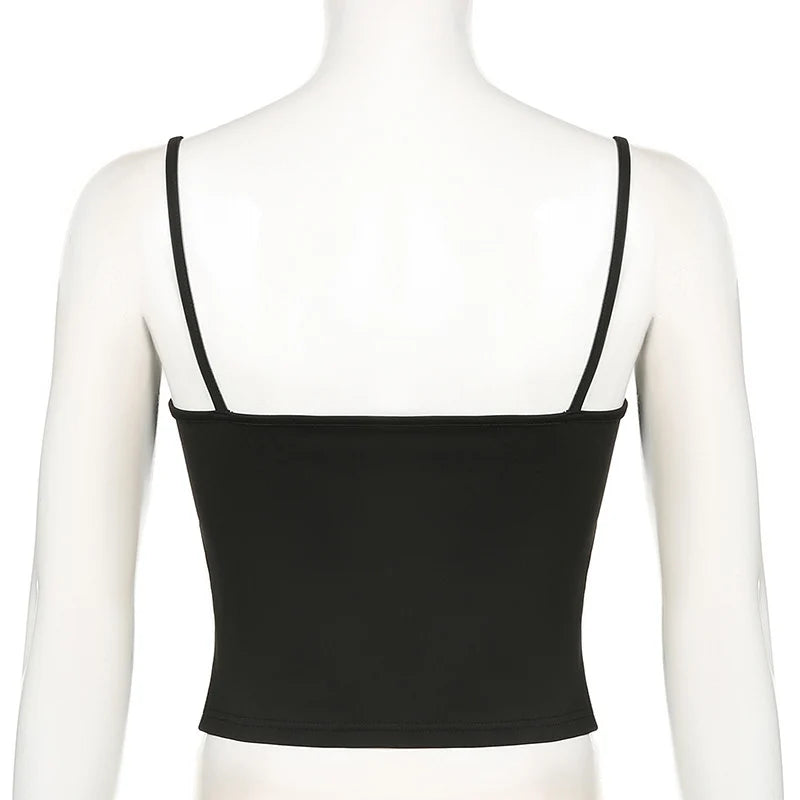 Women's Slim Fit Black Spaghetti Strap Cami Top