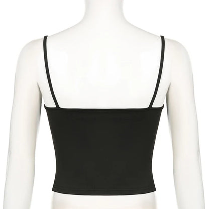 Women's Slim Fit Black Spaghetti Strap Cami Top