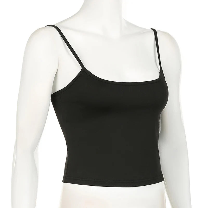 Women's Slim Fit Black Spaghetti Strap Cami Top